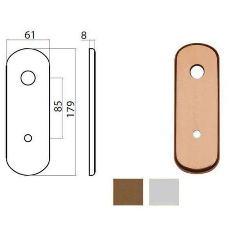 Ghidini Placca Ghibli Alluminio Argentato con Pomolo 61x179 mm