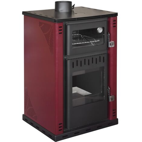 Divina Fire Stufa a Legna Elsa 27,6kW con Forno e Caldaia 38lt - Rosso (1/4)