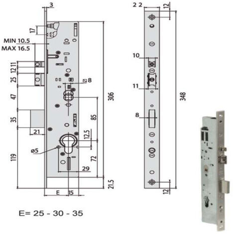 Serratura Elettrica per Montante Multitop MAX Cisa 19225 � Entrata Serrature da 25 mm, Sicurezza e Affidabilit�