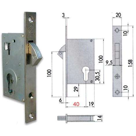 Serratura con gancio da montante Cisa 45110, lunghezza di entrata di 60 mm, per sicurezza e protezione degli infissi
