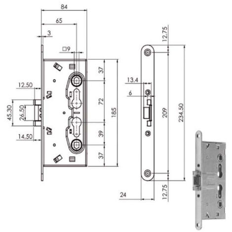 Serratura Inf.Tagliafuoco Q9 216120 Iseo (1/3)