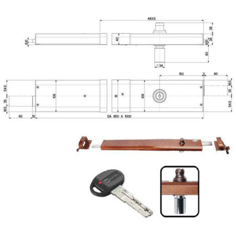 Serratura Bascule con Spranga e Pompa Mottura 32910 - Chiusura di Sicurezza per Porte e Cancelli