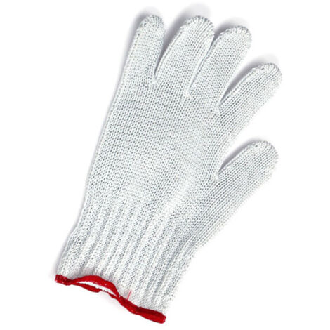 Guanto Antitaglio in Cotone e Filo d'Acciaio, Misura L, Sanelli, Colore Bianco/Blu, Protezione Professionale per Cucina e Lavorazioni Specializzate