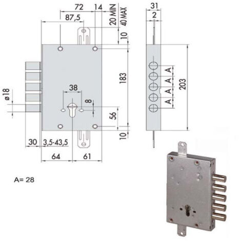 Serratura Sicurezza Triplice 56505-28-B Cisa