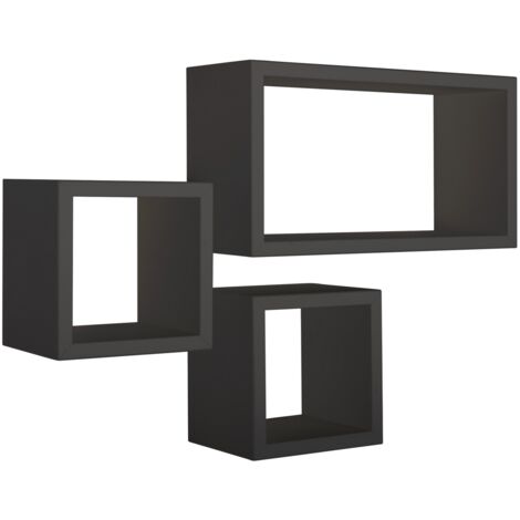 Tris Mensole tribu' Nero 44x24, 2 cubi da 20x20 - Sanitec (1/4)