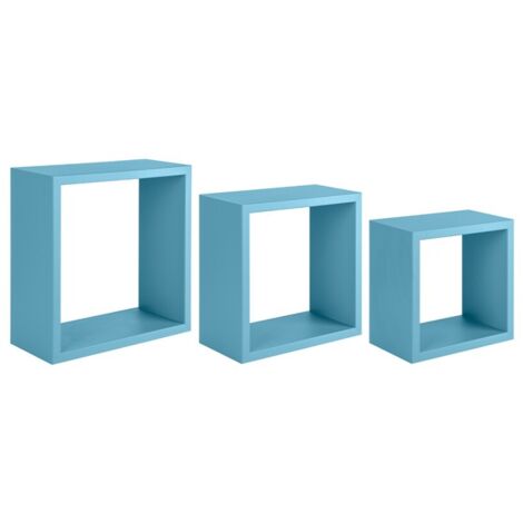 Set 3 cubi mensole parete azzurro scaffale salotto soggiorno camera Incubo