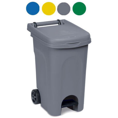 Bidone con ruote e pedale mobile Pattumiera 60 lt raccolta differenziata casa  contenitore grigio ristoranti pizzeria hotel
