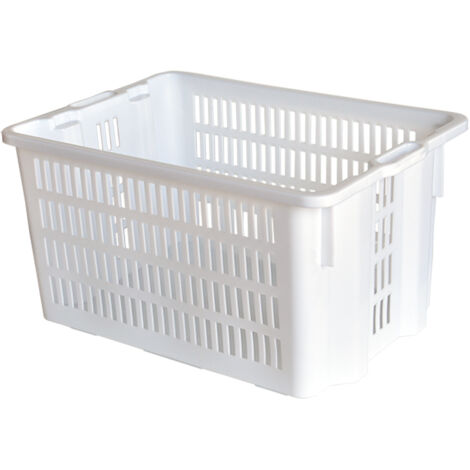 Cesta per pane sovrapponibile in plastica bianca traforata con manici -50 litri