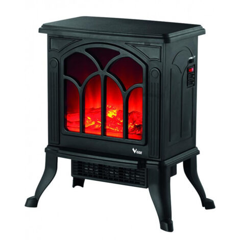 Vigor 9793605 Ignis Stufa Elettrica Caminetto Resistenza Ceramica 1500 W Effetto Fiamma Termostato Regolabile Protezione Surriscaldamento (1/2)