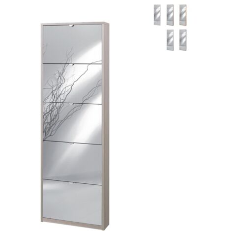 Scarpiera slim cinque ante a specchio Olmo Chiaro 63x18x h190 cm