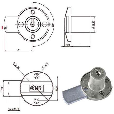 SERRATURA PER MOBILI CILINDRO D.mm.17 H.mm.30 PER ANTE