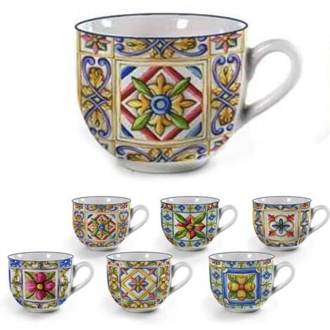 Tazza Caffe Porcellana Mediterr. Pz 6 Passionecasa