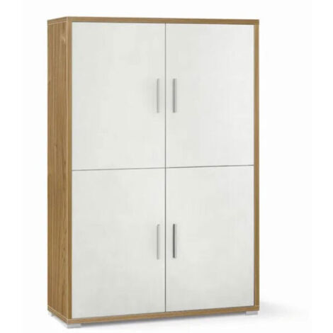 Armadio Noce Bianco Mobile Credenza 4 Ante con Ripiani Ufficio Soggiorno (1/2)