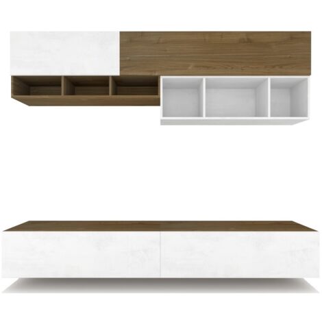 Composizione Armadio 249L x 45P x h201 – Finitura Legno Noce Stelvio e Bianco Opaco – Sarmog (1/5)