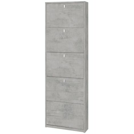 Scarpiera Slim 5 Ante Ribalta Grigio in Legno Porta Scarpe Mobiletto Salvaspazio