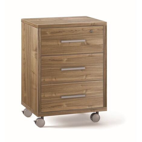 Cassettiera con Ruote, 3 cassetti 51L x 41P x h71 – Finitura Legno Noce – Sarmog (1/4)