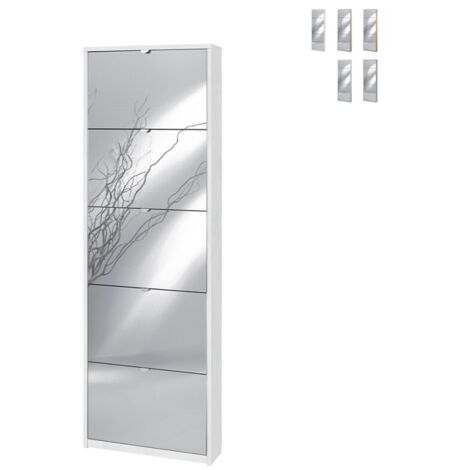 Scarpiera slim cinque ante a specchio Bianco Ossido 63x18x h190 cm