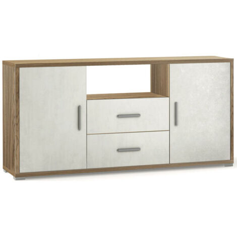 Mobile 2 Ante 2 Cassetti 174L x 41P x h84 – Finitura Legno Noce e Bianco Opaco – Sarmog (1/2)