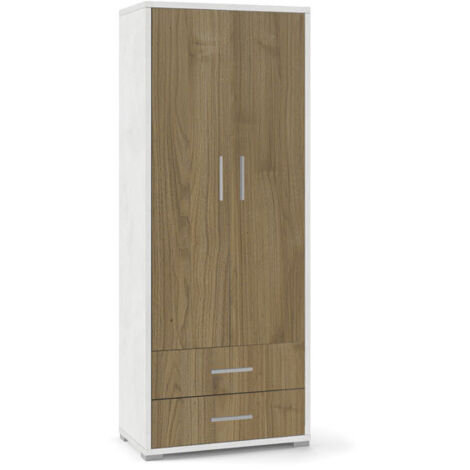 Mobile 2 Ante 2 Cassetti 71L x 41P x h182 – Finitura Bianco Opaco e Legno Noce – Sarmog (1/2)