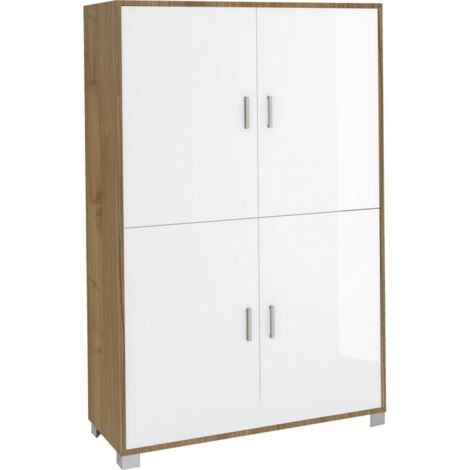 Madia Armadio Noce Bianco Lucido Mobile Credenza 4 Ante Buffet Soggiorno (1/3)
