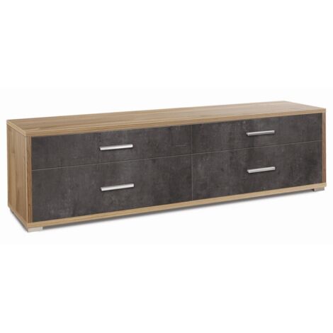 Mobile 4 Cassetti 179L x 47P x h50 – Finitura Legno Noce e Nero Opaco – Sarmog (1/3)