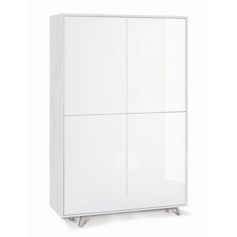 Mobile Armadio Credenza Ripiani 4 Ante Bianco Lucido Soggiorno Madia (1/3)