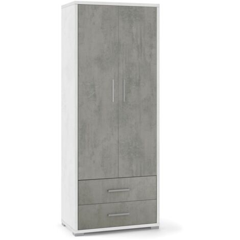 Armadio multiuso due ante due cassetti Bianco Cemento 71x41x h182 cm
