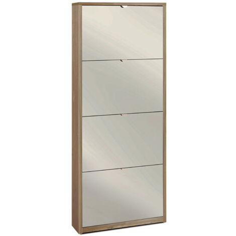 Scarpiera 4 Ante Specchio 63L x 18P x h154 – Finitura Legno Noce – Sarmog (1/3)