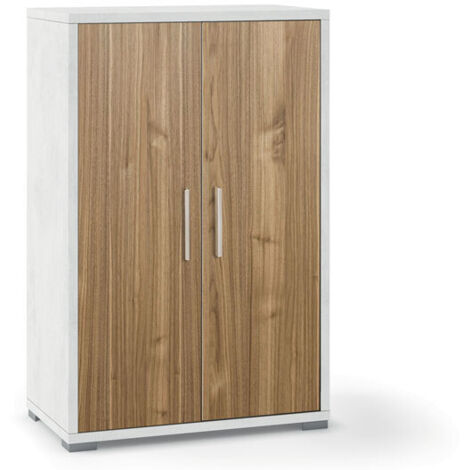 Mobile 2 Ante 71L x 41P x h110 – Finitura Bianco Opaco e Legno Noce – Sarmog (1/2)