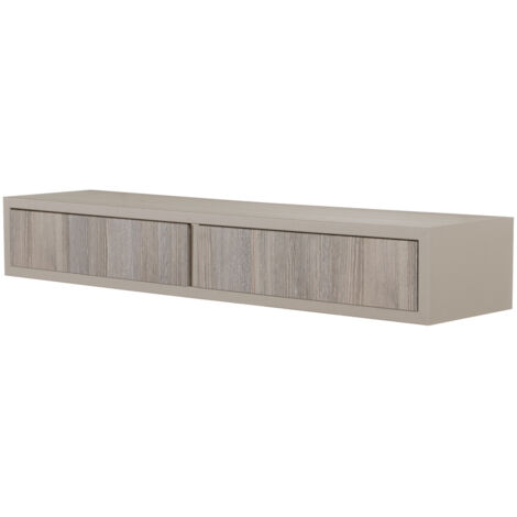 Mensola con 2 cassetti da parete design moderno soggiorno Domino - Marrone