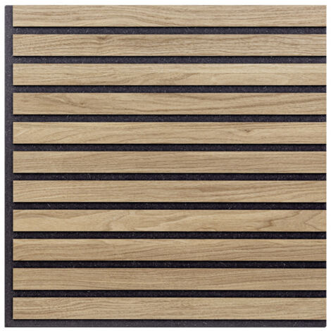 Set di Dieci Pannelli Decorativi Murali, Fonoassorbenti a Listelli Lineari in Legno, Rovere Aurora, 55x55 p1,1 cm - Hoogapanel (1/5)