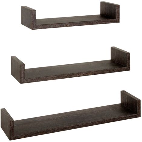 Set 3 mensole parete rovere scuro scaffale salotto soggiorno camera moderno Calamita (1/8)