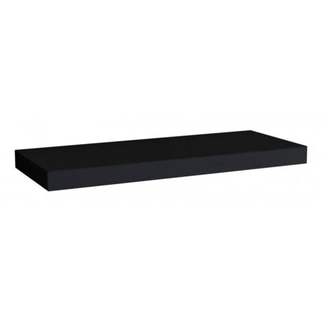 Mensola da Muro, Mensola Tamburata, Scaffale Legno, Mensola da Parete, Nero, 60x25x3,8 cm - Minerva