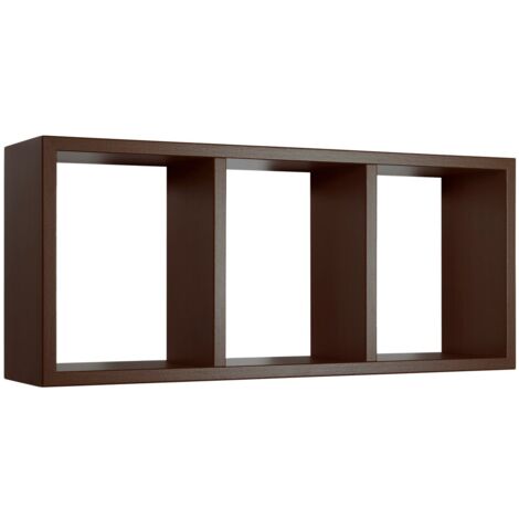 Mensola cubo 3 scomparti scaffale marrone soggiorno salotto camera moderno Tristano