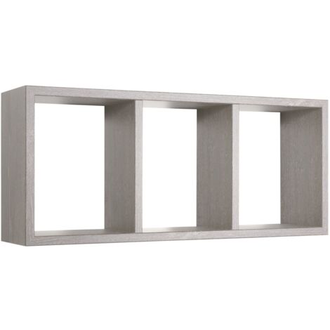 Mensola cubo 3 scomparti scaffale grigio topo soggiorno salotto camera moderno Tristano