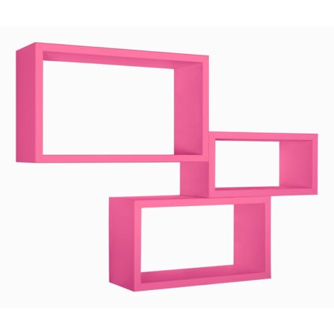 Set 3 mensole rettangolari parete fuxia scaffale salotto soggiorno camera Trittico