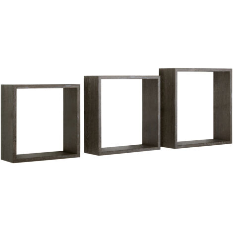 Set 3 cubi mensole parete rovere scuro scaffale salotto soggiorno camera Incubo Slim (1/4)