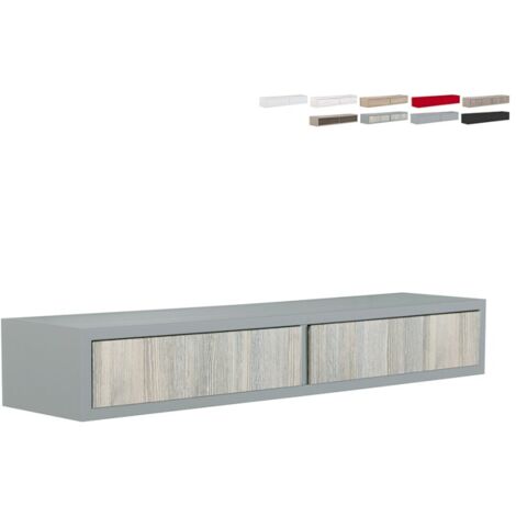 Mensola con 2 cassetti da parete design moderno soggiorno Domino - Grigio Scuro