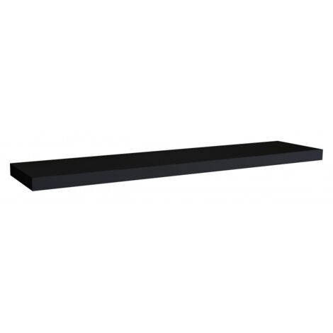 Mensola da Muro, Mensola Tamburata, Scaffale Legno, Mensola da Parete, Nero, 100x25x3,8 cm - Minerva