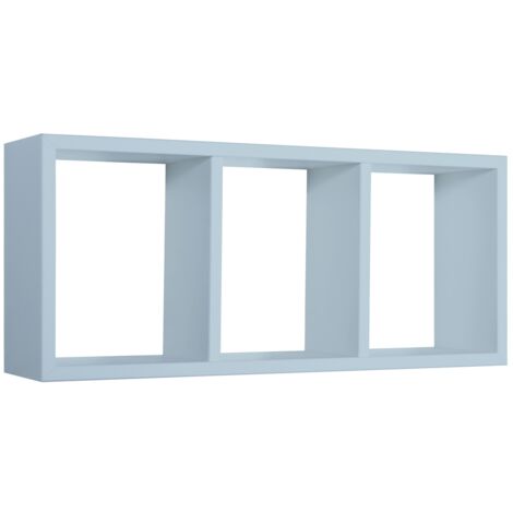 Mensola cubo 3 scomparti scaffale azzurro soggiorno salotto camera moderno Tristano