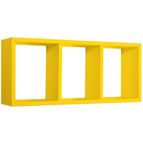 Mensola cubo 3 scomparti scaffale giallo soggiorno salotto camera moderno Tristano (1/5)