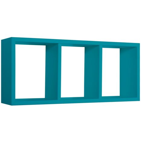 Mensola cubo 3 scomparti scaffale blu soggiorno salotto camera moderno Tristano (1/5)