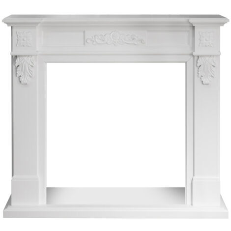 Cornice per camino rivestimento in legno L121xP38xH108 Truman Bianco (1/5)