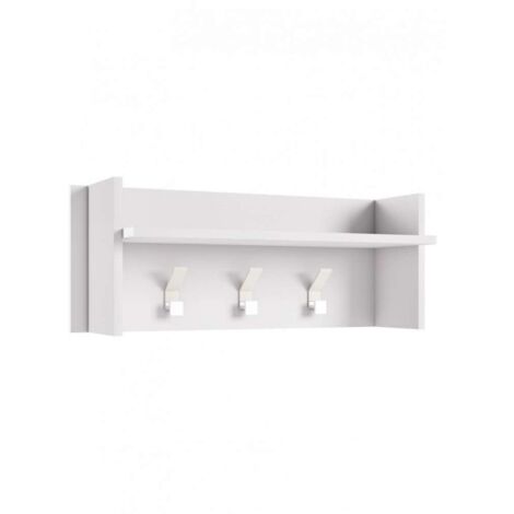 Terraneo Pannello Appendiabiti Bianco con Ripiano e 3 Ganci - 90x29x34 cm (1/2)