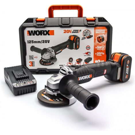 Smerigliatrice angolare WX812 20 Volt 125 millimetri Brushless per taglio e smerigliatura metalli - Worx