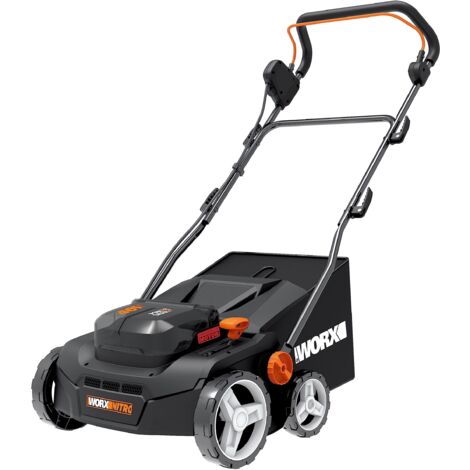 WORX Nitro WG855E.9 - Scarificatore a Batteria e Ventilatore da Prato, Fino a 400 ㎡, Larghezza di Lavoro 36 cm, Motore brushless, 4 Livelli di Regolazione in Altezza, Incluso Sacchetto per Erba da 40 (1/4)
