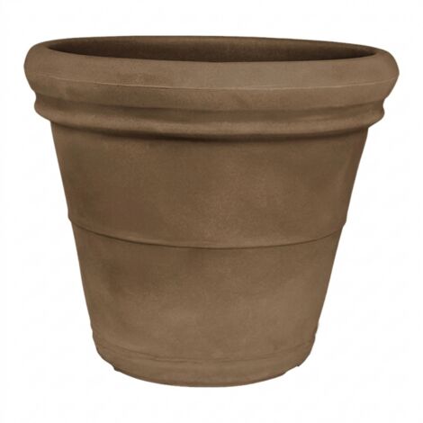 Vaso Doppiobordo Liscio rotondo in resina decorazione per esterno "Made in Italy" -60 cm / Bronzo