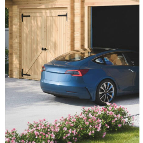 Porta a battente in legno per garage – Ante 40 mm – Cerniere antiche – Predisposizione lucchetto – PG3655 Foresta