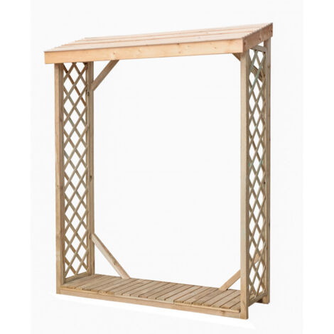 Legnaia da esterno in legno 162x60x205 cm – Abete impregnato – Con griglie decorative (1/5)