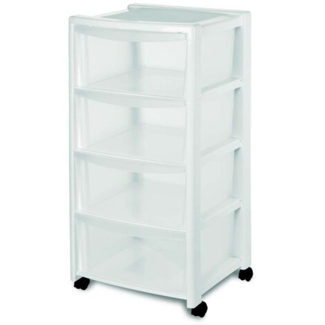 Casettiera bianca con 4 cassetti vedo tutto con ruote per bagno cucina camera organizer vm 40x40x80 (1/3)